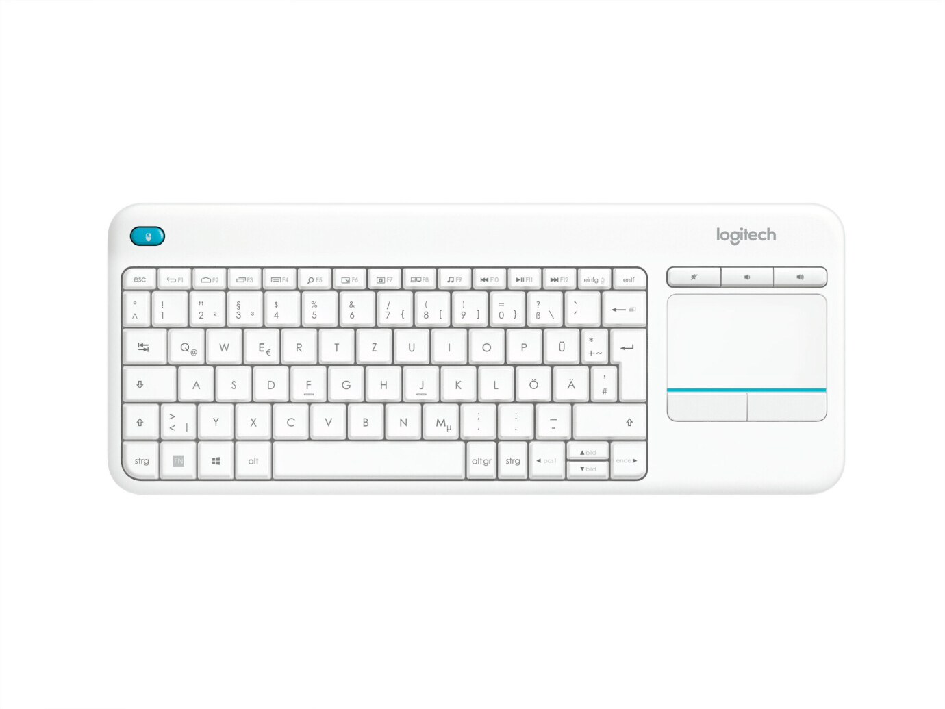 Logitech K400 Plus Tastatur, kabellos, weiß