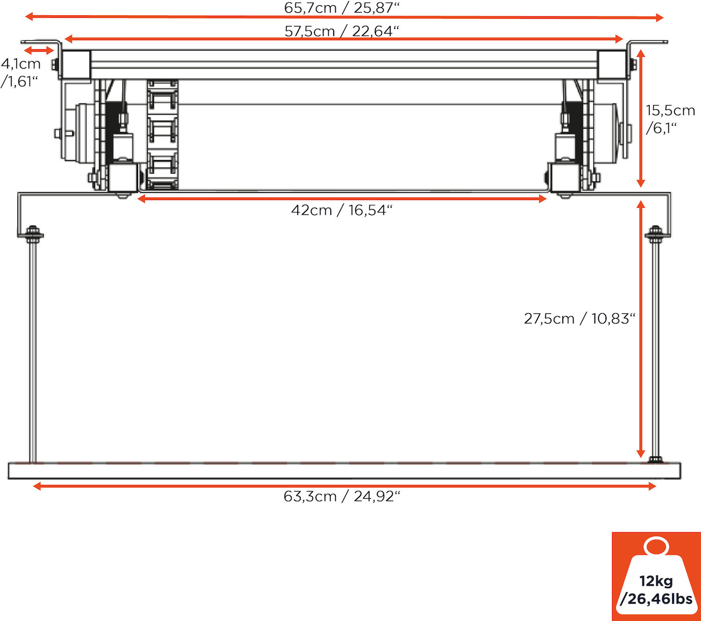 Vorschau: celexon Beamer Deckenlift PL1000 - max. ausfahrbar bis 96 cm - 15kg Traglast - Demo