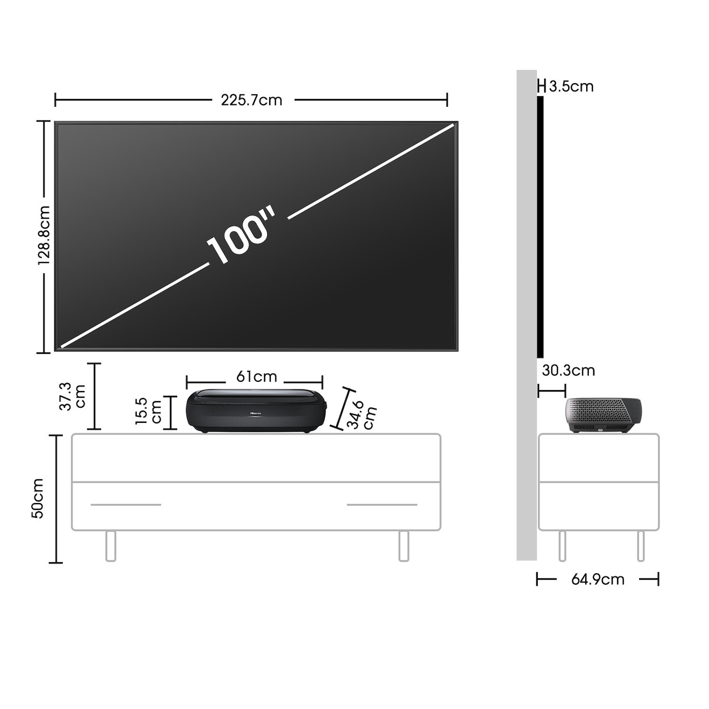 Vorschau: Hisense 100L9HD Trichroma Laser TV inkl. 120" ALR Fresnel Daylight Screen