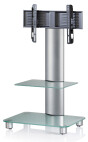 VCM TV Standfuß "Bilano" Silber, mit Zwischenboden Mattglas inkl. Rollen VCM TV Standfuß "Bilano" Silber, mit Zwischenboden Mattglas inkl. Rollen