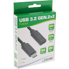 InLine USB 3.2 Gen.2x2 Kabel, USB-C Verlängerung ST/BU, schwarz, 0,5m