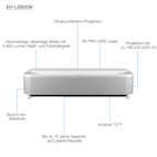 Vorschau: Epson EH-LS800W Ultrakurzdistanz Beamer mit 4000 Lumen und Android TV für Heimkino-Entertainment - D
