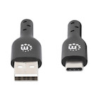 Vorschau: Manhattan USB-C-zu-USB-A-Kabel, Stecker-Stecker, schwarz, 480 Mbit/s (USB 2.0), 1m