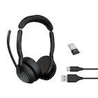 Vorschau: Jabra Evolve2 55 Link380a MS Stereo – schnurloses Stereo Headset mit USB-A zertifiziert für Microsof