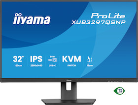 iiyama ProLite XUB3297QSNP-B1 32" Monitor mit QHD IPS-Panel-Technologie, USB-C-Dock und KVM-Switch