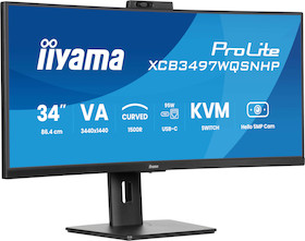 iiyama ProLite XCB3497WQSNPH-B1 34" VA UWQHD Curved Monitor mit integrierter Windows Hello Kamera &
