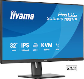 iiyama ProLite XUB3297QSNP-B1 32" Monitor mit QHD IPS-Panel-Technologie, USB-C-Dock und KVM-Switch