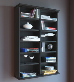 VCM CD / DVD Wandregal "Zuntisa" | Wand Regal Hänge Vitrine Schrank Schwarz
