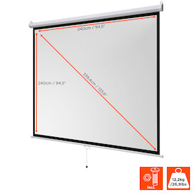 celexon basic line Rolloleinwand 240 x 240cm,Leinwand Format 1:1 , Heimkino Leinwand, Beamerleinwand