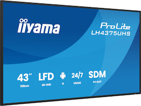 iiyama ProLite LH4375UHS-B2AG 44" 4K Digital Signage Display mit 24/7 Betriebszeit, Android OS, Sign