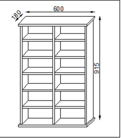 VCM CD / DVD Möbel Ronul - Schrank / Regal ohne Glastür in 7 Farben: schwarz