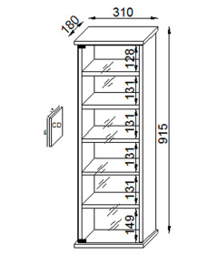 VCM CD / DVD Möbel Vetro - Schrank / Regal in 7 Farben: sonoma-eiche (sägerau)