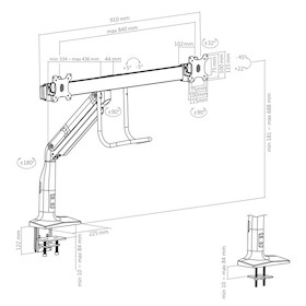 Hagor HA Gasliftarm Dual Monitor-Tischhalterung bis 10kg Traglast