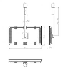 Hagor PLD Samsung OM55N Cover - höhenverstellbare Deckenhalterung für Samsung OM55N mit Rückverkleid