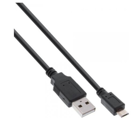 InLine Micro-USB 2.0 Kabel, Schnellladekabel, USB-A Stecker an Micro-B Stecker, schwarz, 1,5m