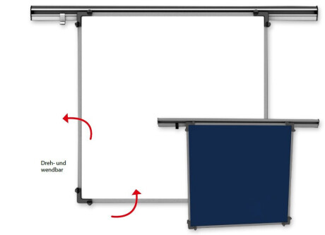 KROmedia Schreibtafel Emaille weiß/Textil blau 80/100 cm