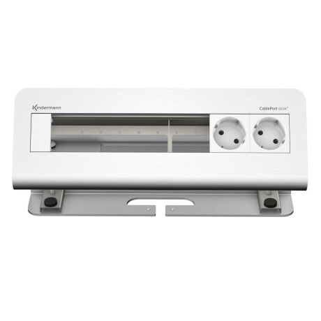 Kindermann Tischanschlussfeld CablePort desk² 6-fach 2 x Strom Alu