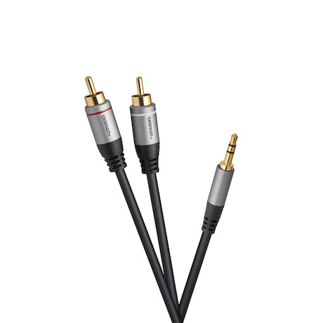 celexon 2x Cinch auf 3,5mm Stereo Klinke Audiokabel 1,5m - Professional Line