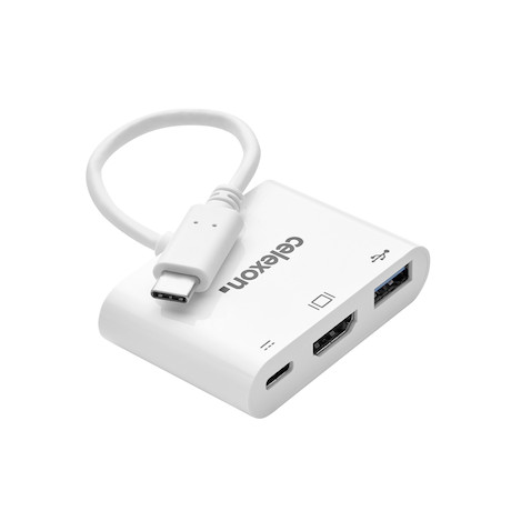 celexon USB-C zu HDMI - USB-A - USB-C Multiport Adapter, weiß