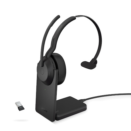 Jabra Evolve2 55 Link380a UC Mono – schnurloses Mono Headset mit USB-A inkl. Ladestation