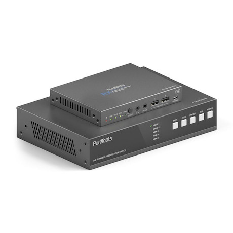Purelink 18Gbps USB-C KVM-Switcher mit Dante und Multiview, 4K (60Hz 4:4:4) über USBC / HDMI+USB, in