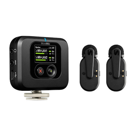 Shure MOVEMIC TWO RECEIVER KIT Set mit zwei Funk-Ansteckmikrofonen und Empfänger