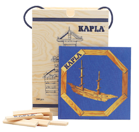 KAPLA® 280er Kasten, Set aus 280 Holzplättchen und einem blauen Buch (Band 2) - Demoware