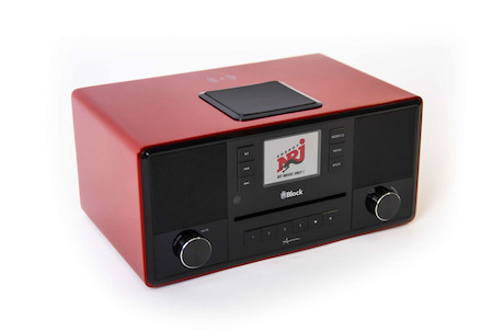 Block Aurora Stereoanlage mit integrierten Lautsprechern für kräftigen Sound in Hochglanz Rot