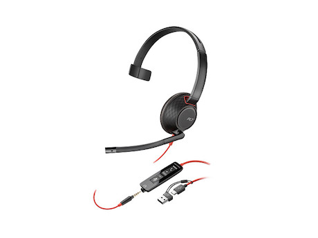 Poly Blackwire 5210, C5210 USB-C - schnurgebundenes USB-C Mono-Headset + 3.5mm Plug + USB-C/A Adapte