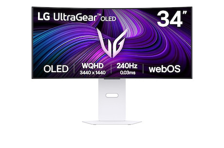 LG UltraGear™ 34GX90SA-W 34" OLED curved Smart-Gaming-Monitor mit 240 Hz, webOS und LG AI