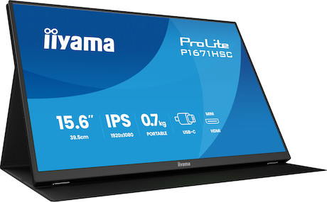 iiyama ProLite P1671HSC-B1 16" Full-HD-IPS-Monitor mit USB-C-Dock, integrierten Lautsprechern und Le
