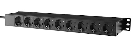 CAYMON PSR429G 1HE PDU 19-Zoll-Stromverteilungseinheit – 9 x deutsche Steckdosen – Licht/USB/Sicheru