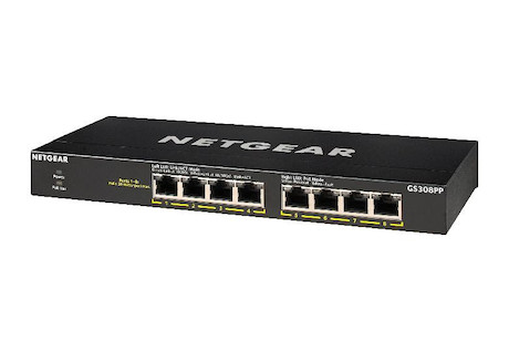 Netgear GS308PP Unmanaged PoE+ Essentials-Switch mit 8 Ports und PoE mit 8 Ports (83W)