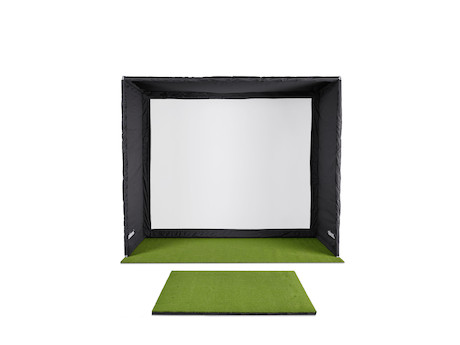 celexon FAIRWAY Professional Golf-Simulator-Abschlagbox 3 × 2,5 × 1,5 m mit 4K-Impact-Tuch