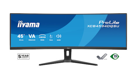 iiyama ProLite XCB4594DQSU-B1 45" ultrabreiter Curved-Monitor mit Dual-QHD-Auflösung und höhenverste