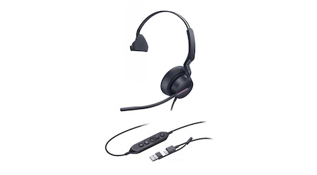 Yealink UH46 kabelgebundenes Mono USB-C/A Headset | zertifiziert für Microsoft Teams