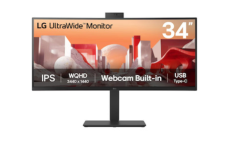 LG 34BA85QE-B 34" UltraWide QHD Curved IPS Monitor mit USB Type-C™ Anschluss & eingebauter FHD Webca