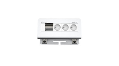 Kindermann CablePort desk² 4-fach 3 x Strom Alu