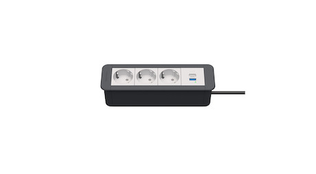 Kindrmann CablePort Office frame 4f 3xStr1xUSBPD Tischanschlussfeld 4-fach mit USB PD