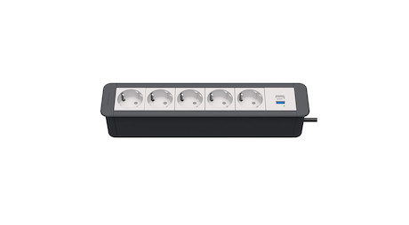 Kindermann CablePort Office frame 6f5xStr1xUSBA/C Tischanschlussfeld 6-fach (5x Strom, 1x Dual-USB)