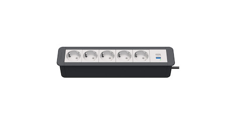 Kindermann CablePort Office frame 6f 5xStr1xUSBPD Tischanschlussfeld 6-fach mit USB PD