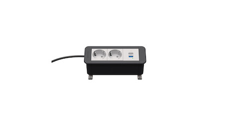Kindermann CablePort Office desk 3f 2xStr 1xUSB Tischanschlussfeld 3-fach (2x Strom, 1x Dual-USB)