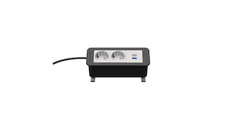 Kindermann CablePort Office desk 3f 2xStr 1xUSBPD Tischanschlussfeld 3-fach mit USB PD