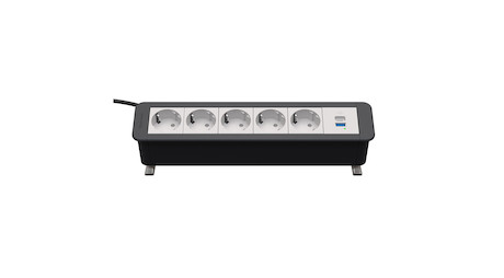 Kindermann CablePort Office desk 6f 5xStr 1xUSBPD Tischanschlussfeld 6-fach mit USB PD