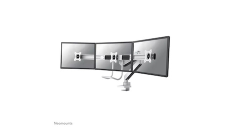 Neomounts NM-D775DX3WHITE Monitorarm 17-27" - Gasfeder - Topfix - 180°-Stopp - Klemme/Durchführung -