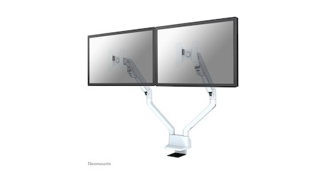 Neomounts FPMA-D750DWHITE2 Monitorarm 10-32" - Gasfeder - Topfix - 180°-Stopp - Klemme/Durchführung