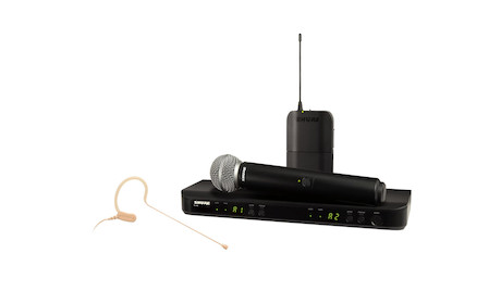 Shure BLX1288/MX53 Combo Funksystem mit SM58, MX153 Ohrbügelmikrofon und Doppelempfänger, Frequenzba