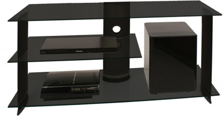 VCM TV-Rack für Subwoofer "Subuso" Schwarz mit 3 Glasböden Schwarzglas 120 cm