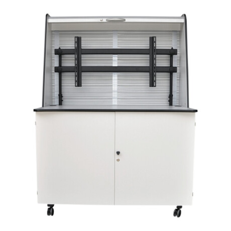 Liesegang Display Schrank ST 55 - hellgrau mit silberfarbigem Rollo