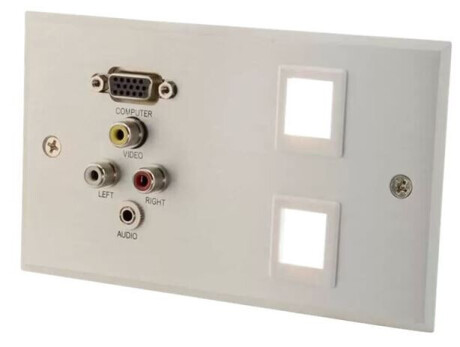 RapidRun Double Gang Integrated VGA (HD15) + 3.5mm + Composite Video + Stereo Audio + (2) Keystone W